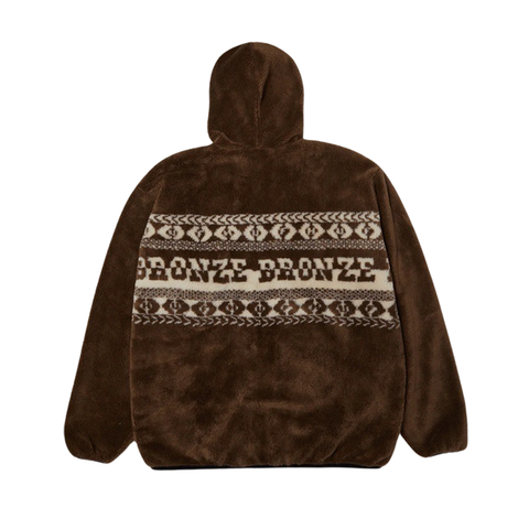 HUF x Bronze 56k - High Pile Full Zip Fleece - Brown