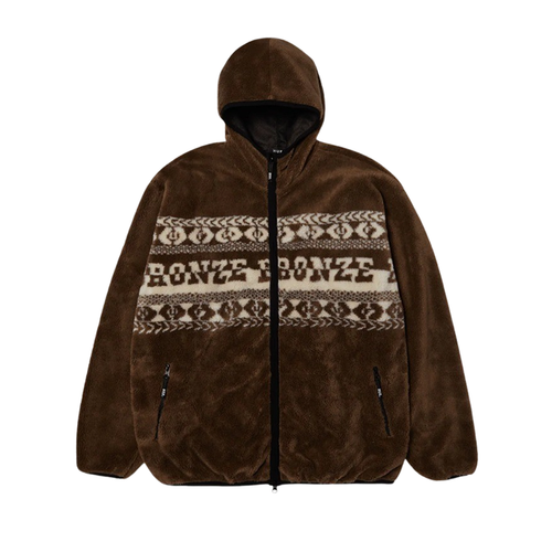 HUF x Bronze 56k - High Pile Full Zip Fleece - Brown