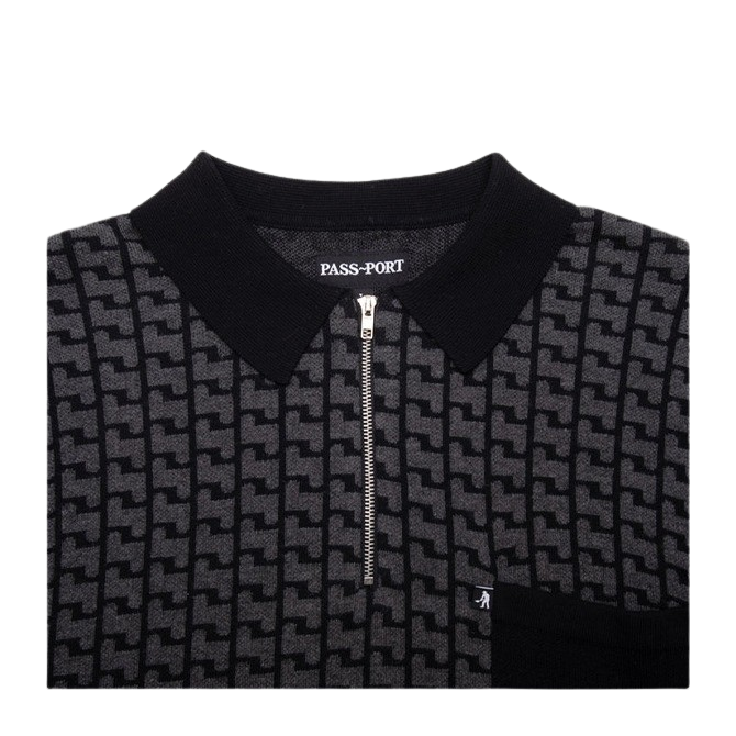 Pass~Port - Drain Knit Short Sleeve Polo - Black