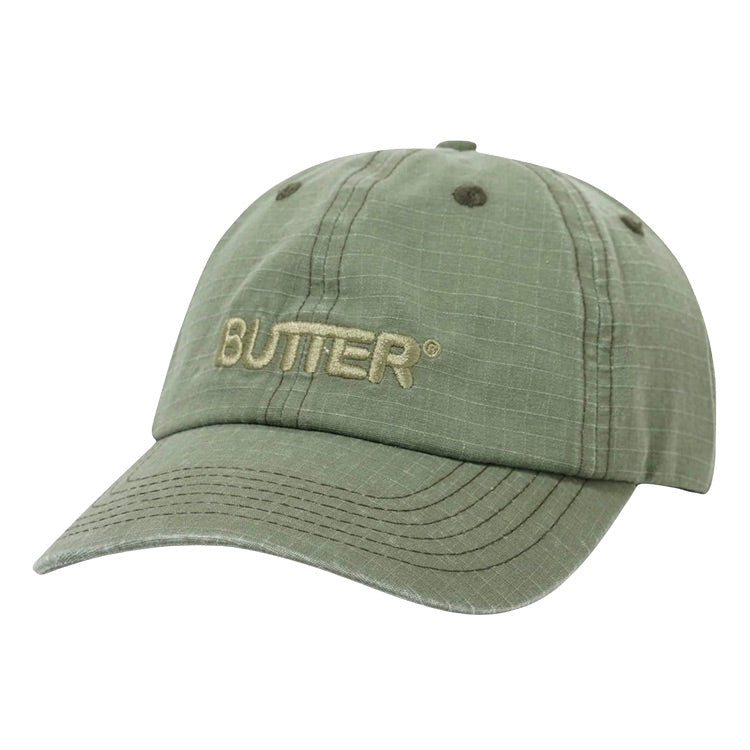 Butter Goods - Ripstop Rounded Logo 6 Panel Cap - Washed Army