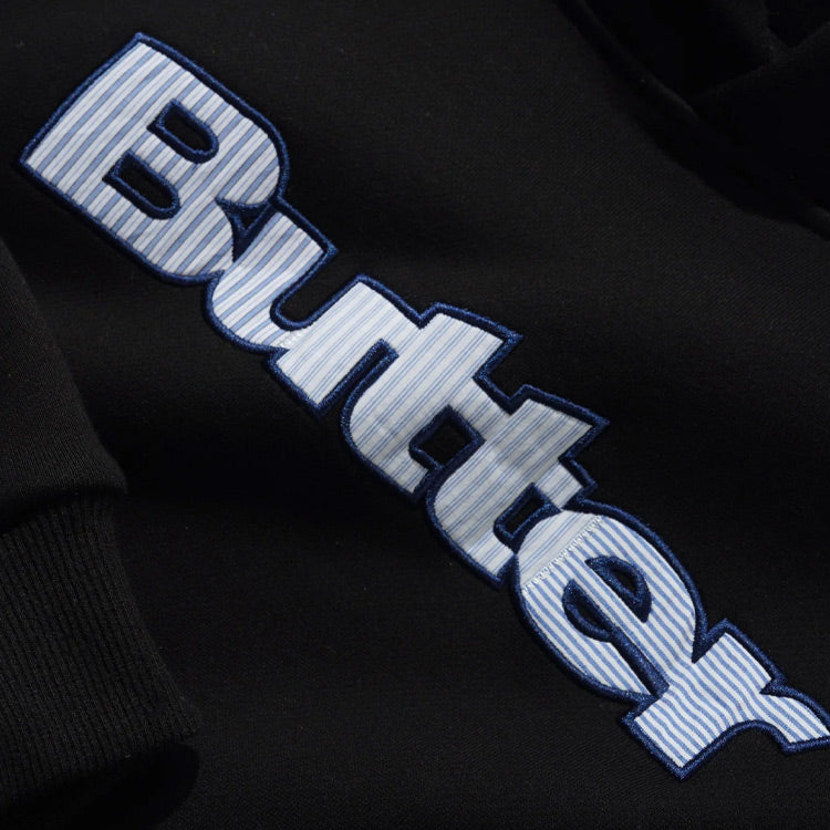 Butter Goods - Stripe Logo Applique Pullover Hood - Black