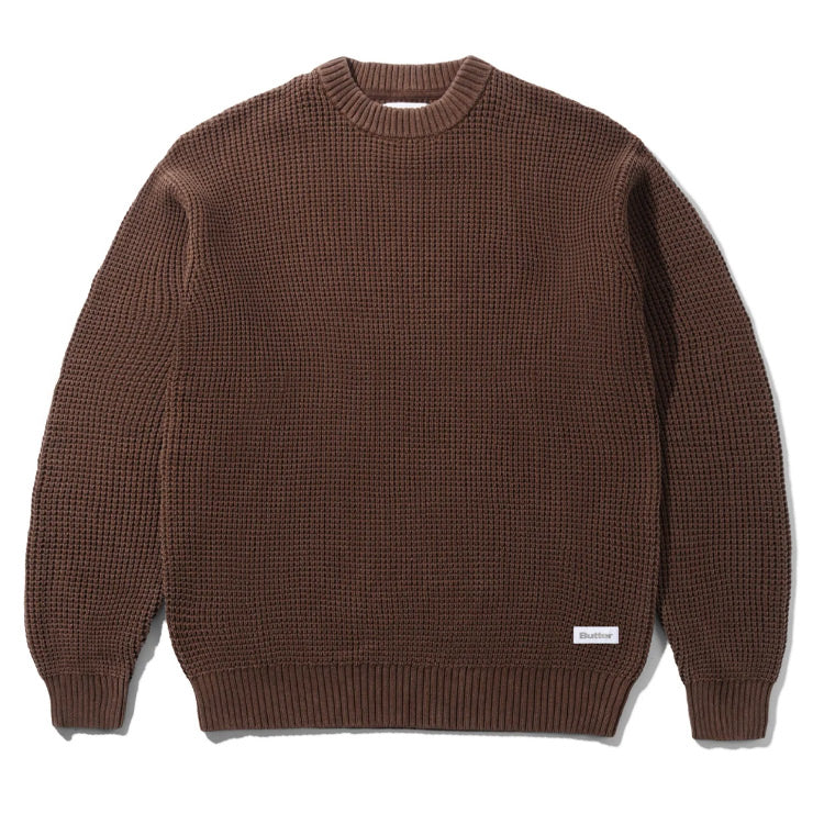 Butter Goods - Distressed Waffle Knit Sweater - Washed Bark