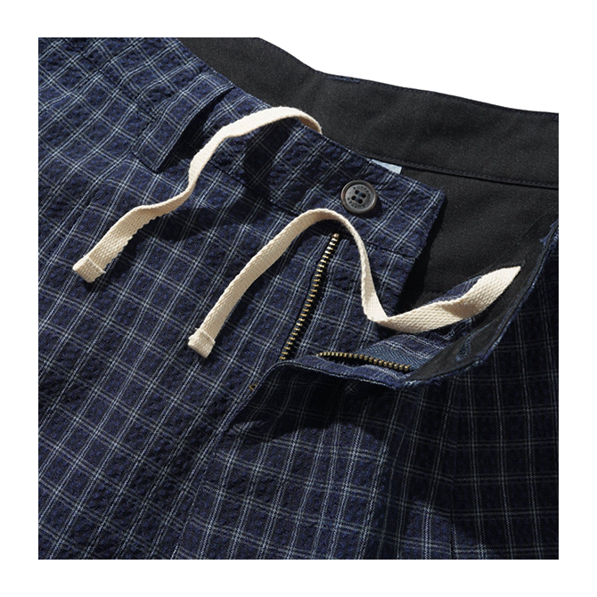 Butter Goods - Seersucker Pleated Shorts - Navy Plaid