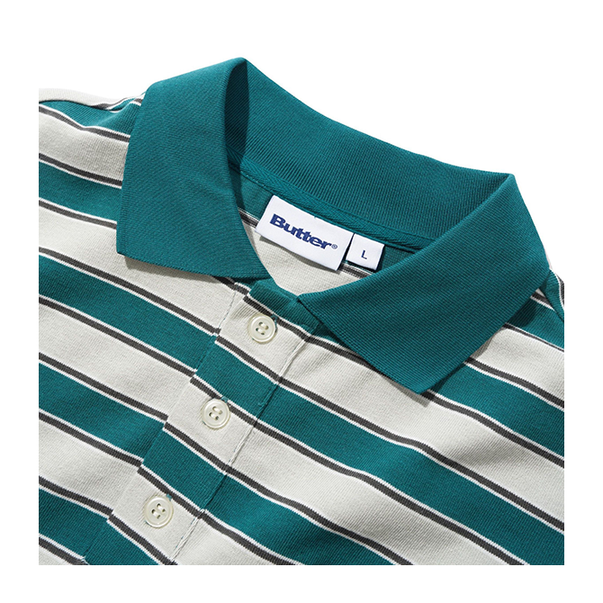 Butter Goods - Witness Stripe Polo - Grey/Teal