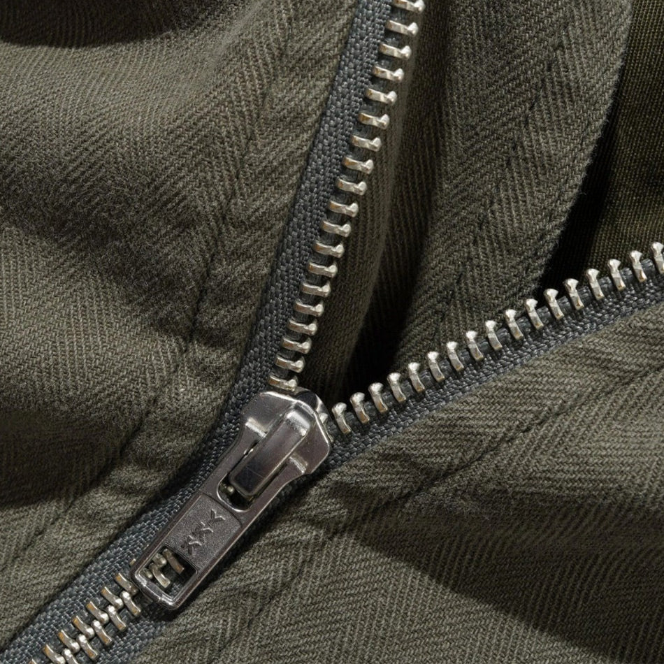 Butter Goods - Herringbone Zip Jacket - Washed Army