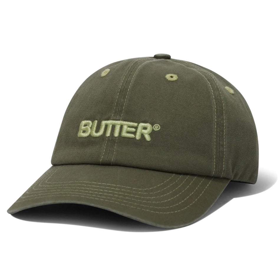 Butter Goods - Rounded Logo 6 Panel Cap - Washed Army