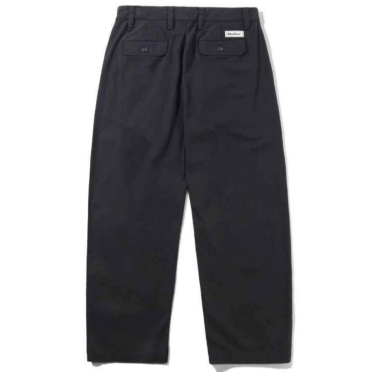 Butter Goods - Pleated Trousers - Washed Black