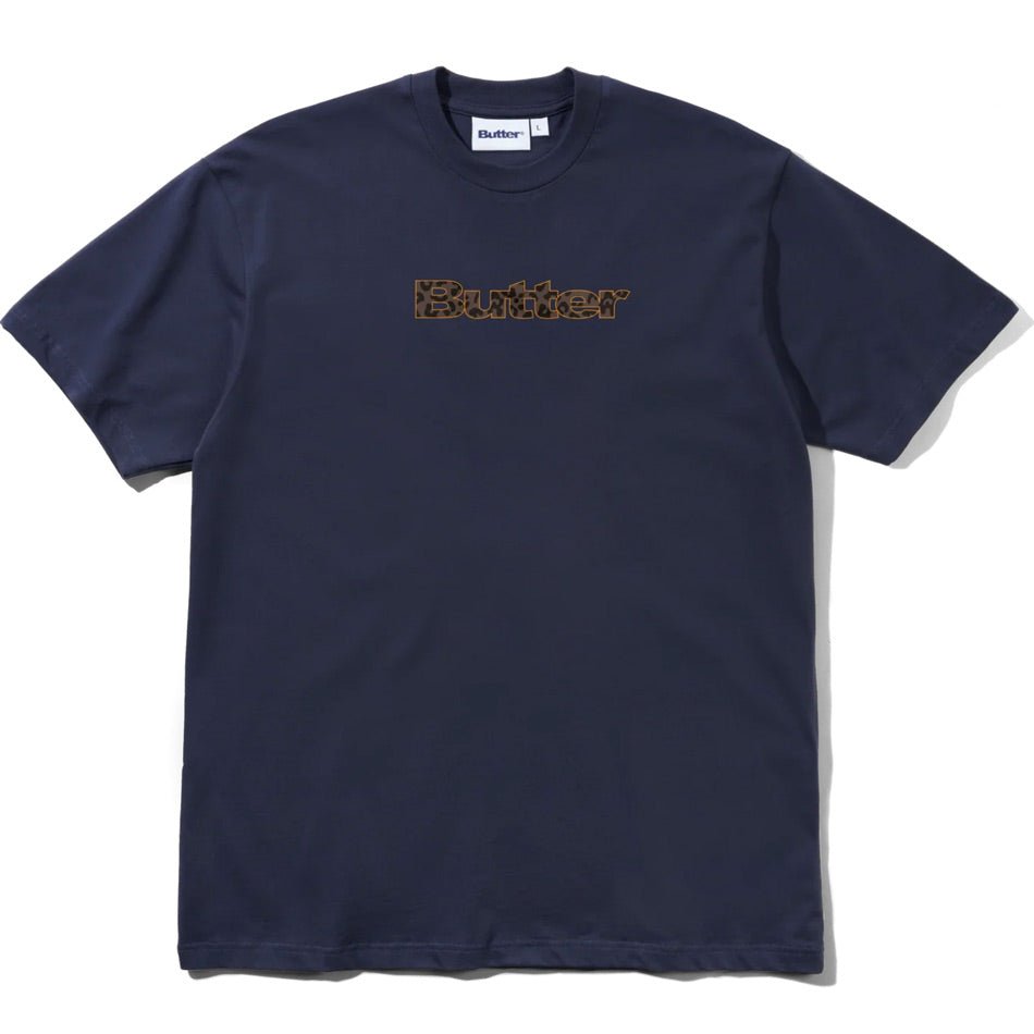 Butter Goods - Leopard Print Logo Tee - Navy