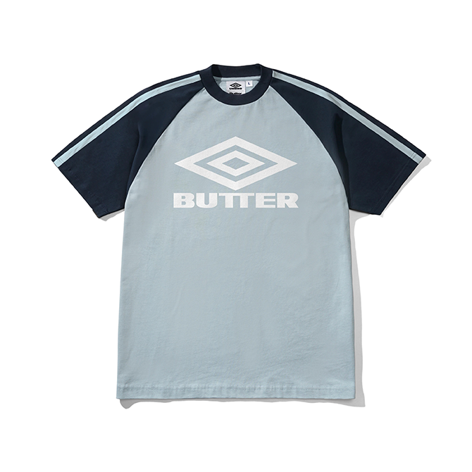 Butter Goods x Umbro - Diamond Logo Raglan Tee - Slate/Navy