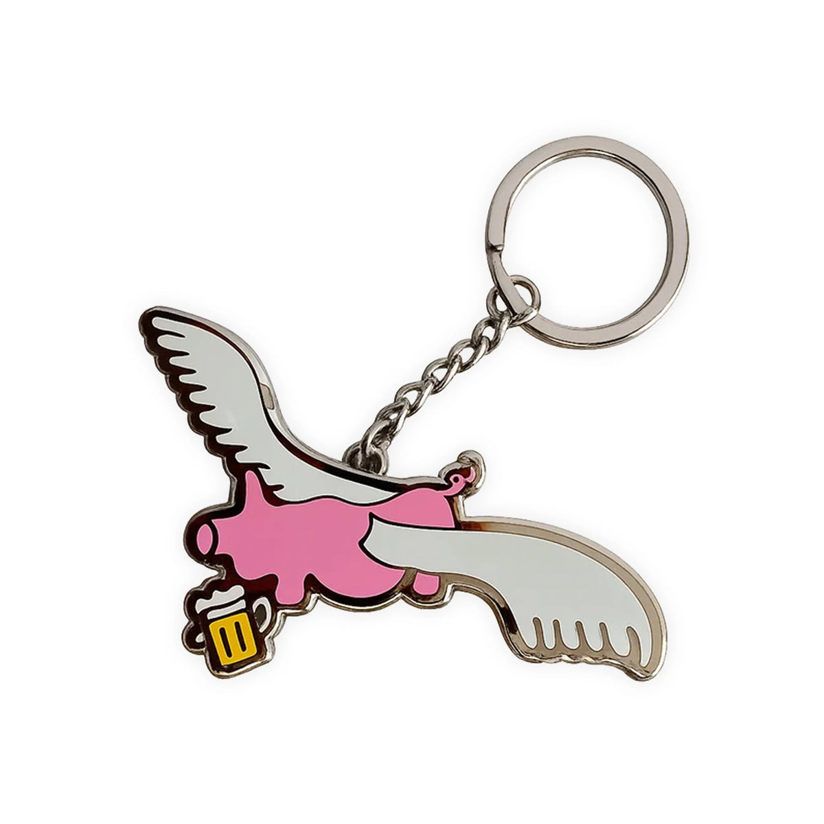 Frog - Flying Pig Keychain - Pink