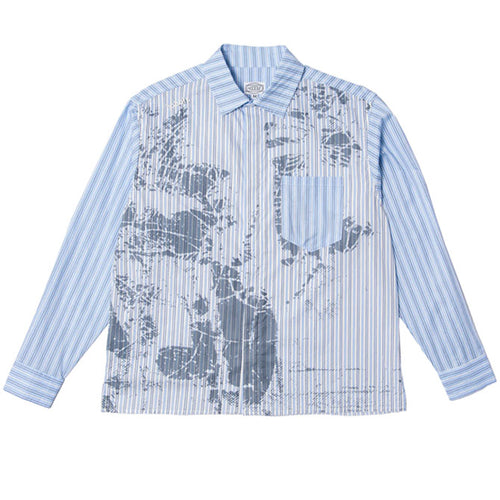 Hoddle - Concrete Oxford Shirt - Blue Stripe