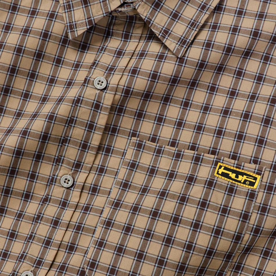 HUF - Stretch Micro Plaid S/S Shirt - Clay
