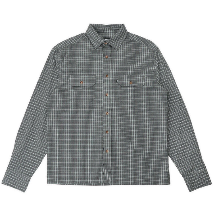 Pass~Port Workers Check Long Sleeve Shirt - Grey