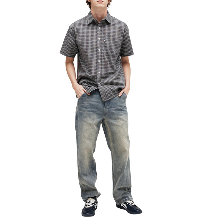 Pass~Port - Workers Check Short Sleeve Shirt - Grey