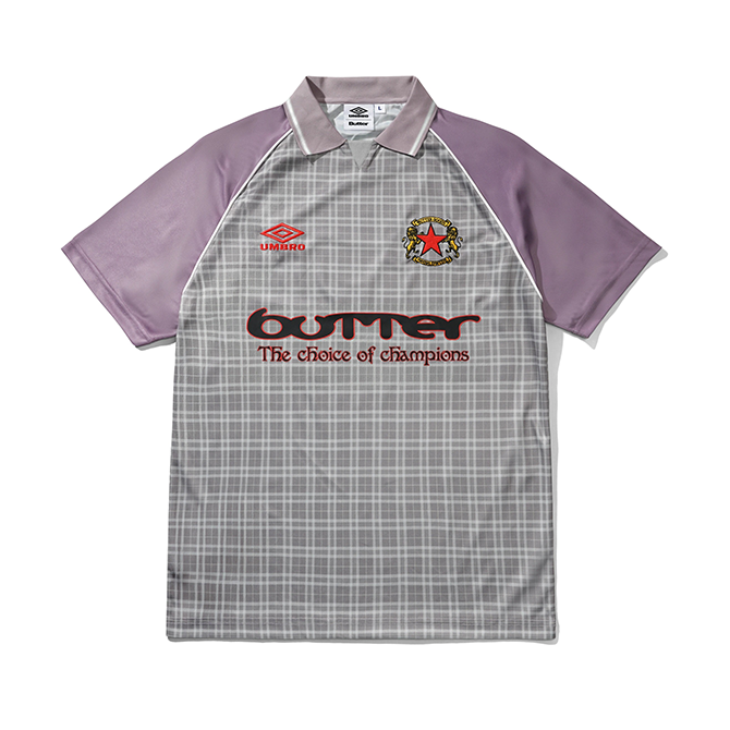 Butter Goods x Umbro - Plaid Jersey - Berry/Stone