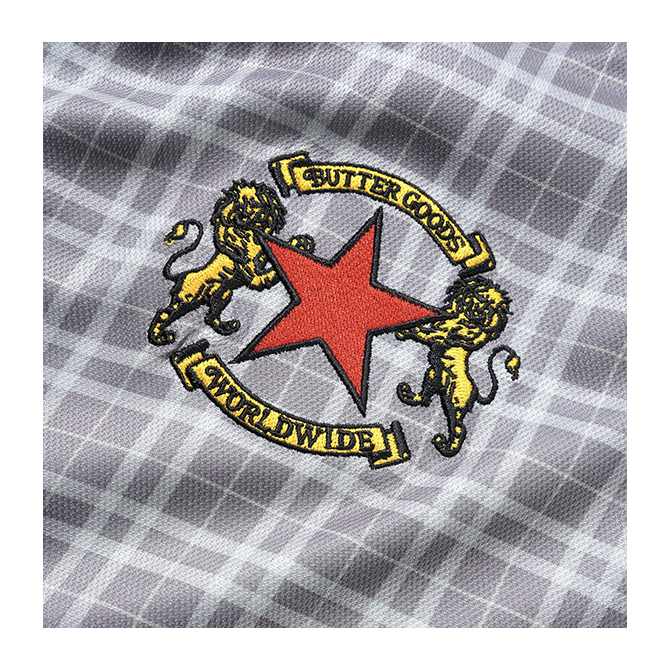 Butter Goods x Umbro - Plaid Jersey - Berry/Stone