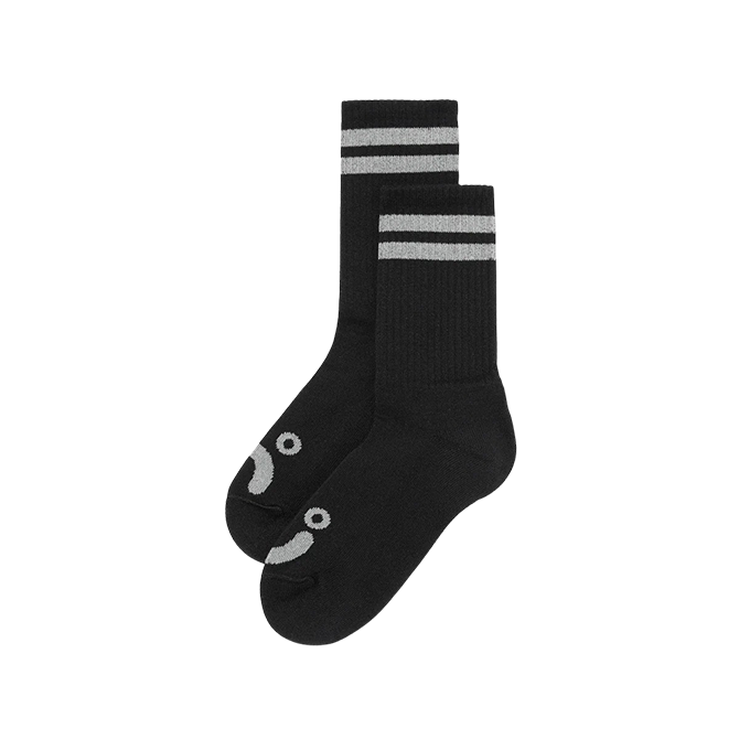 Polar Skate Co. - Rib Socks - Happy Sad - Black/Heather Grey