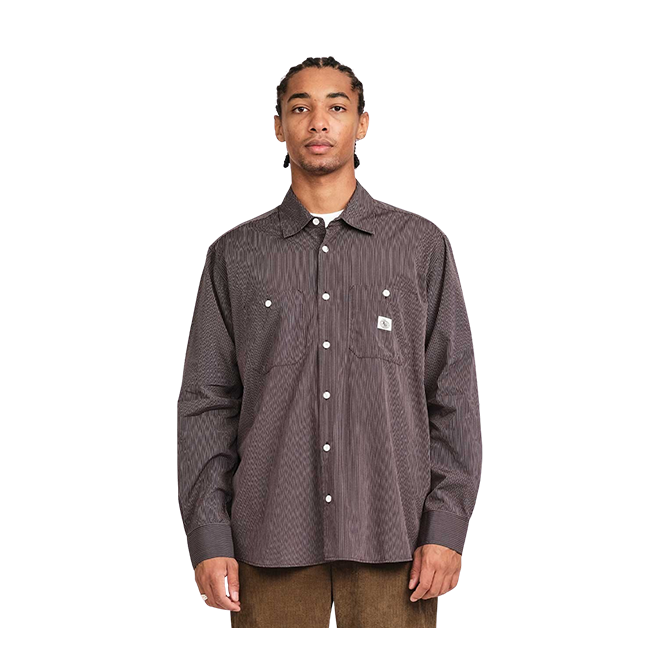 Last Resort AB - SM001 LS Shirt - Poplin Navy Stripe