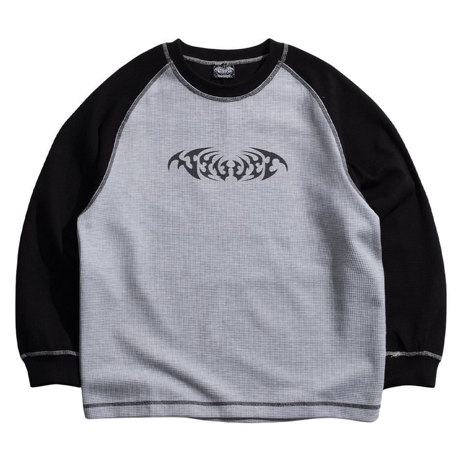 Velvet - Duel Waffle L/S Tee - Black / Heather