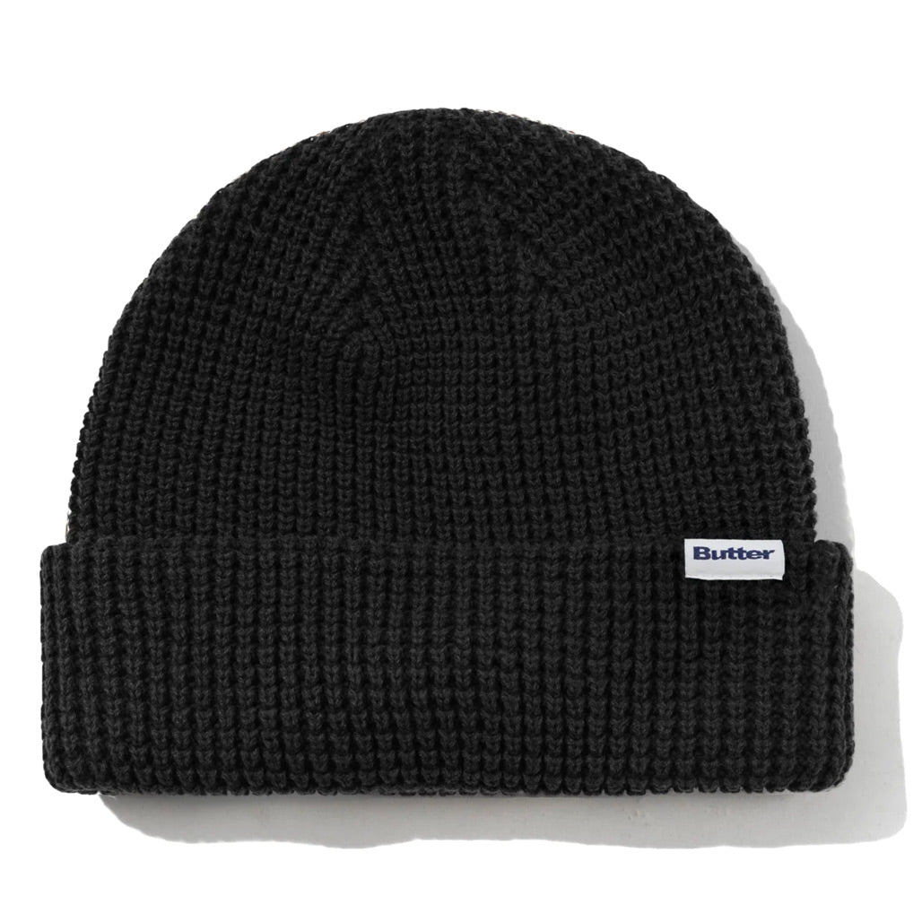 Butter Goods - Distressed Waffle Knit Beanie - Washed Black
