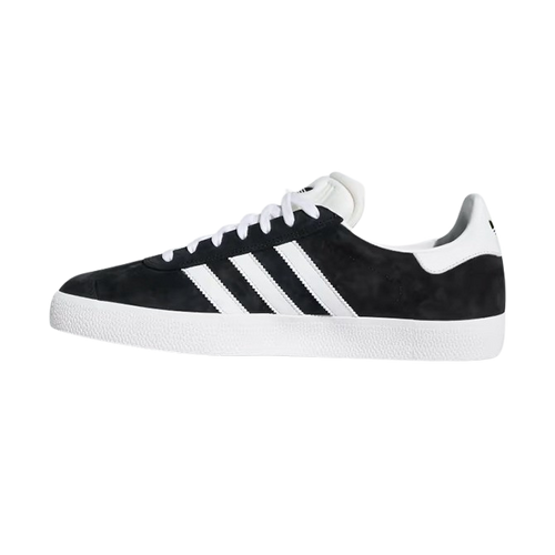 Black adidas sales gazelle white laces
