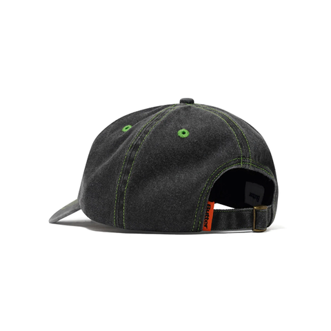 Butter Goods - Rounded Logo 6 Panel Cap - Washed Black/Green