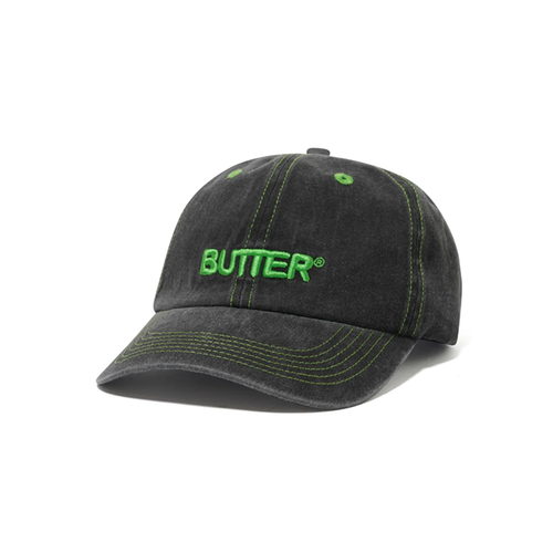 Butter Goods - Rounded Logo 6 Panel Cap - Washed Black/Green