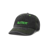 Butter Goods - Rounded Logo 6 Panel Cap - Washed Black/Green
