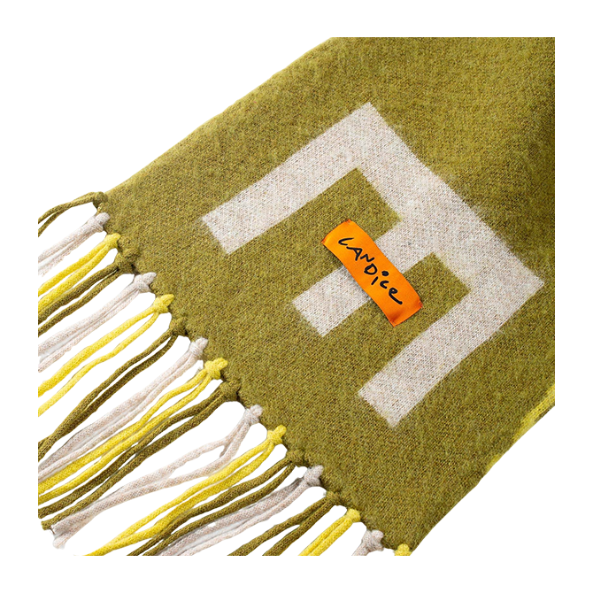 CANDICE - Grande Mohair Scarf - Green/Yellow