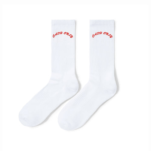 Cash Only - Logo Crew Socks - White