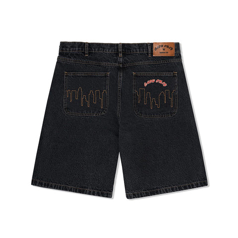 Cash Only - Logo Denim Shorts - Washed Black