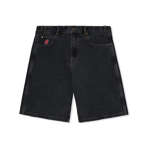 Cash Only - Logo Denim Shorts - Washed Black