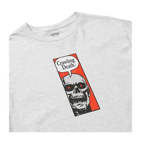 Crawling Death - Comic Skull Tee - Ash Grey