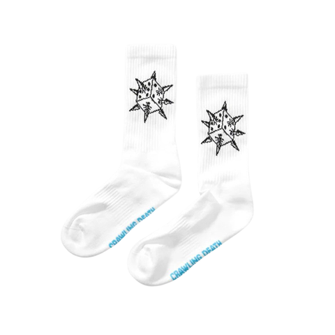 Crawling Death - Spike Dice Socks - White