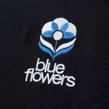 Blue Flowers - Flower Tee - Black