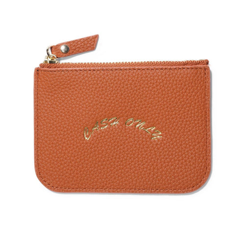 Cash Only - Leather Zip Wallet - Tan