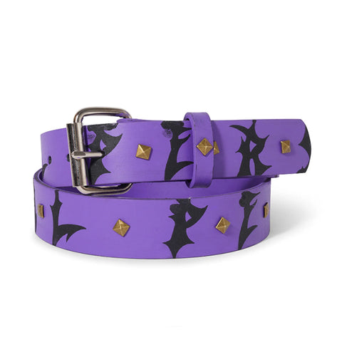 Personal Joint - Gold Studded Leather Belt - Purple