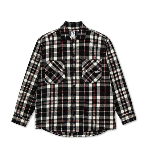 Polar Skate Co. - Big Boy Overshirt Flannel - Black/Cloud White/Red