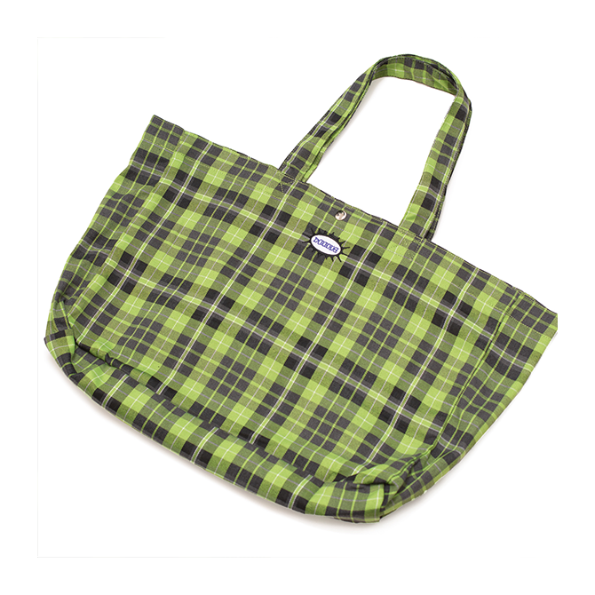 Hoddle - Butterfly Code Plaid Tote - Green/Blue