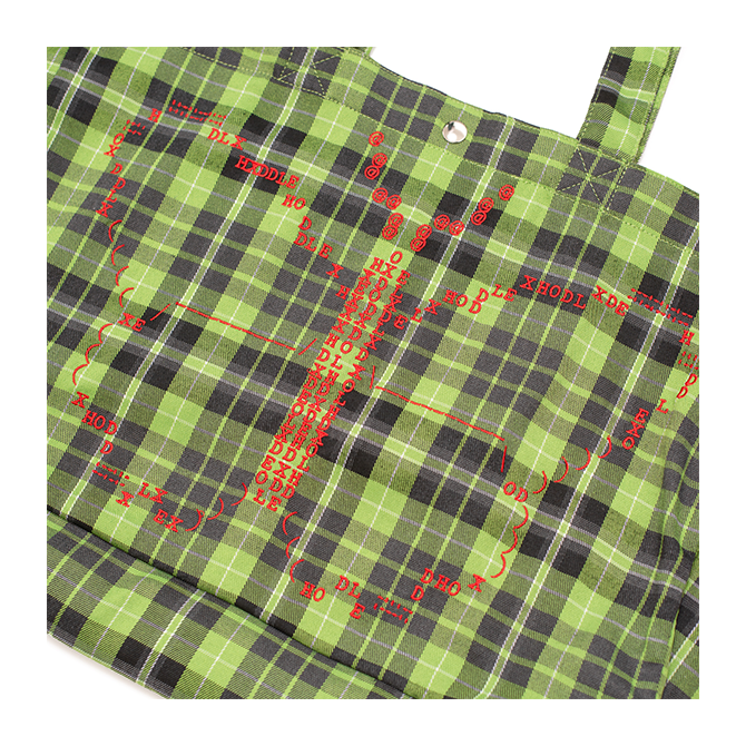 Hoddle - Butterfly Code Plaid Tote - Green/Blue