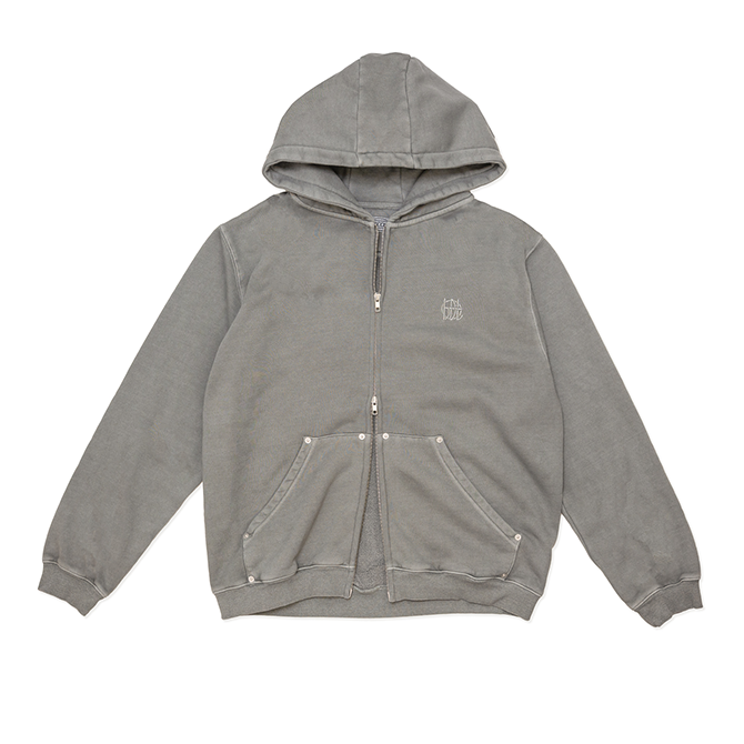 Hoddle - HDL Monogram Zip Hood - Washed Grey