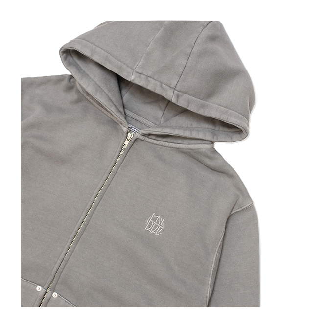 Hoddle - HDL Monogram Zip Hood - Washed Grey