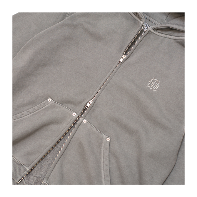 Hoddle - HDL Monogram Zip Hood - Washed Grey