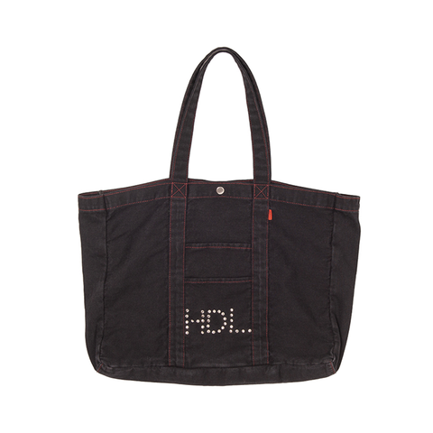 Hoddle - Thunder Dome Tote - Black Denim/ Red Contrast Stitch