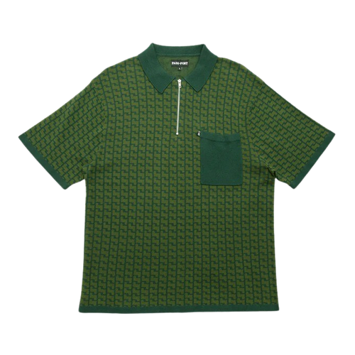 Pass~Port - Drain Knit Short Sleeve Polo - Forest Green