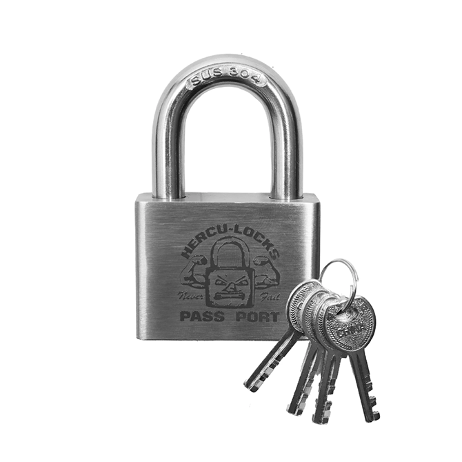 Pass~Port - Hercu~Locks Padlock - Brushed Silver