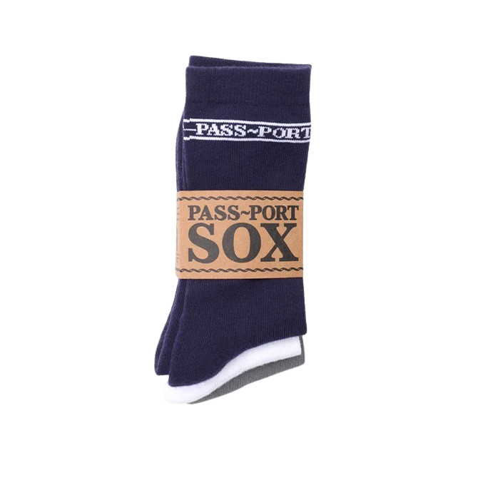 Pass~Port - Hi Sox 3 Pack - Navy/White/Grey - Hemley Skateboarding