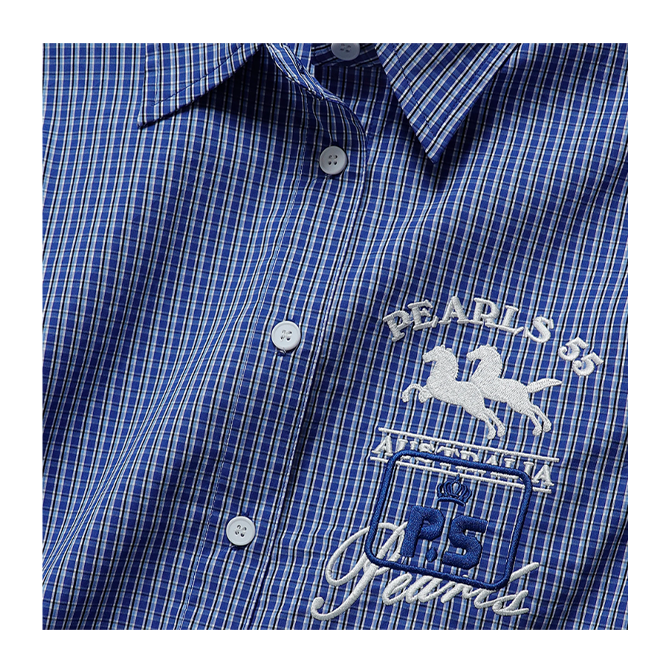 Pearls - Saddle Shirt - Blue Check