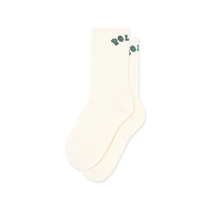 Polar Skate Co. - Large Rib Socks - College Logo - Cloud White