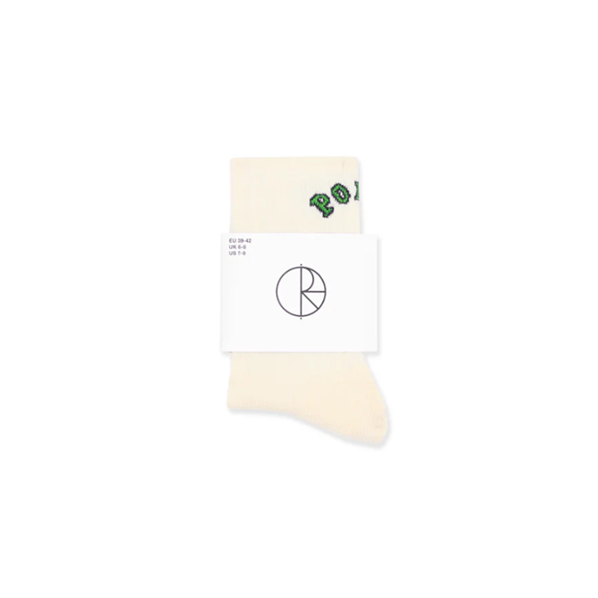 Polar Skate Co. - Large Rib Socks - College Logo - Cloud White